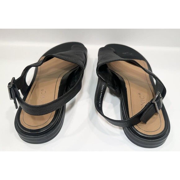 Vionic Black Leather Toe Loop Sandals Women’s 8M Adjustable Strap Comfort - Picture 3 of 6